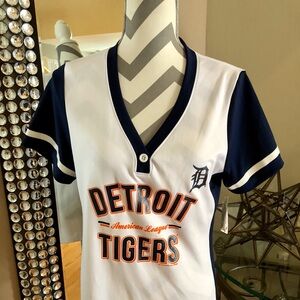 MLB Detroit Tigers White Navy Orange Short Sleeve Tee